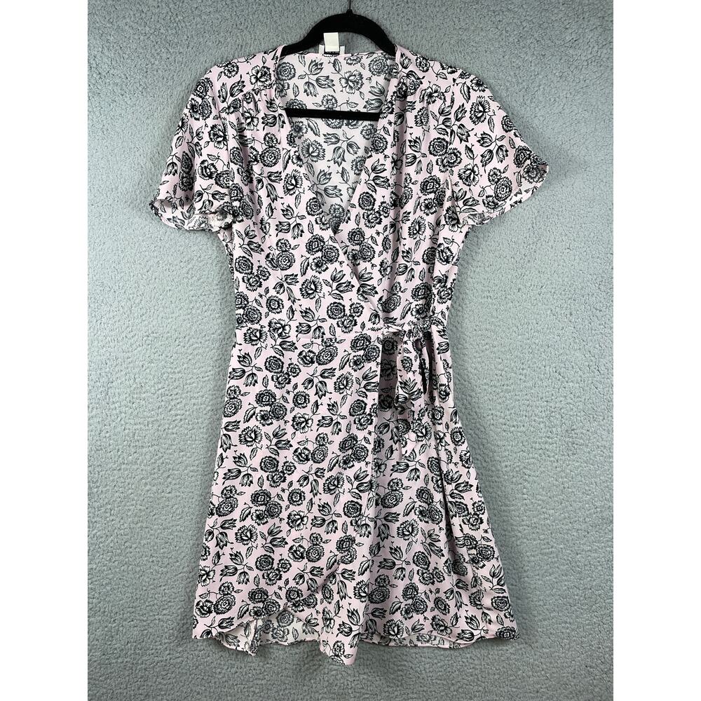 J. Crew Womens Pink & Black Floral Wrap Dress Size 2